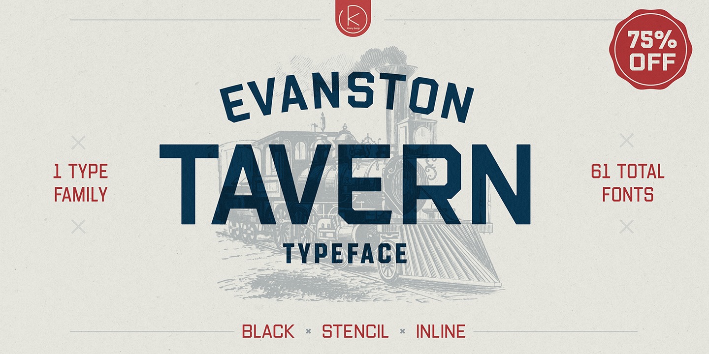 Ejemplo de fuente Evanston Tavern 1858 Medium Inline